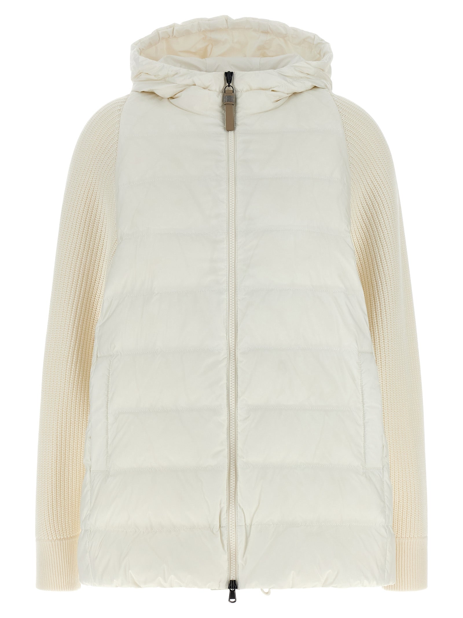 White Polyester Full-Length Jacket