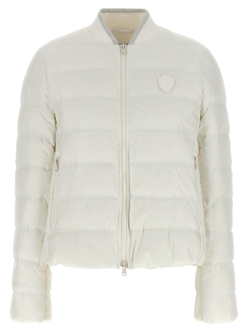 White Polyester Full-Length Jacket