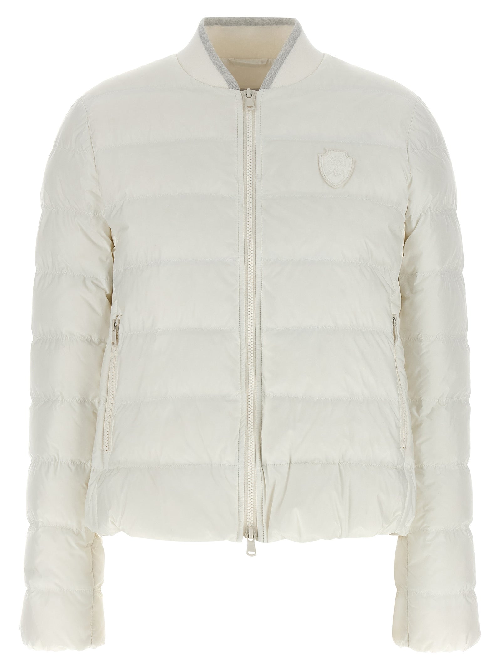 White Polyester Full-Length Jacket