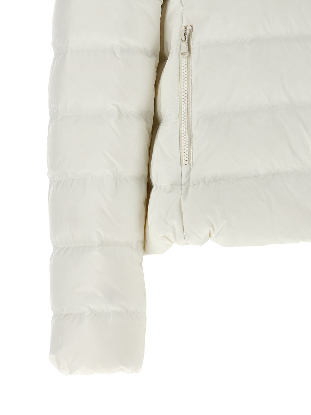 White Polyester Full-Length Jacket
