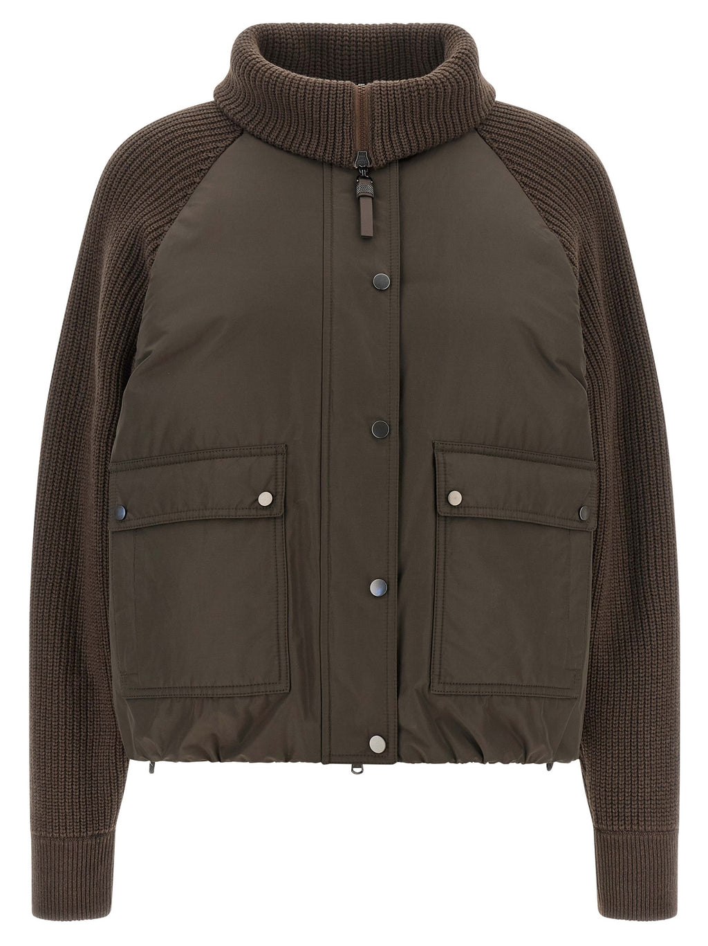 Brown Cotton Full-Length Jacket