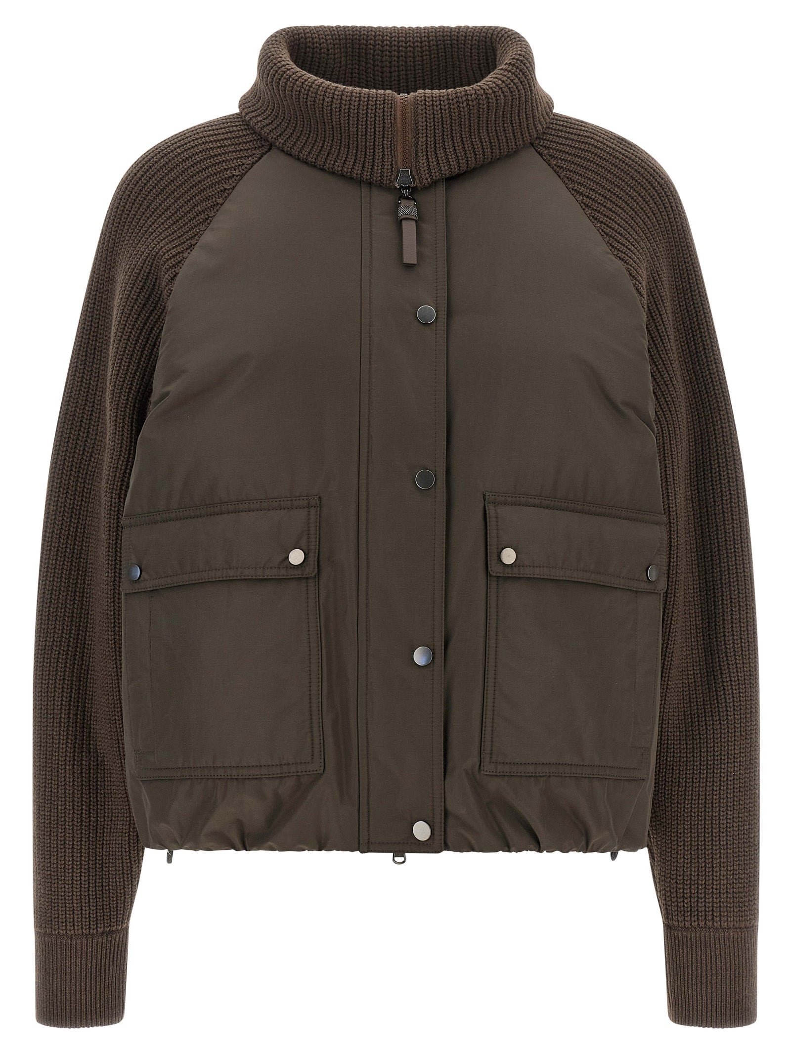 Brown Cotton Full-Length Jacket
