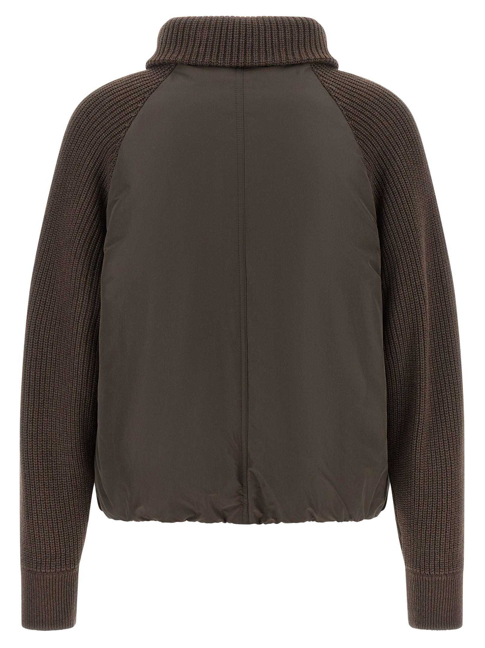 Brown Cotton Full-Length Jacket