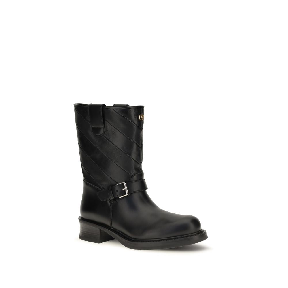 Black Calf Leather Bos Taurus Ankle Boots