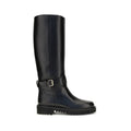 Black Calf Leather Bos Taurus Flat Boots