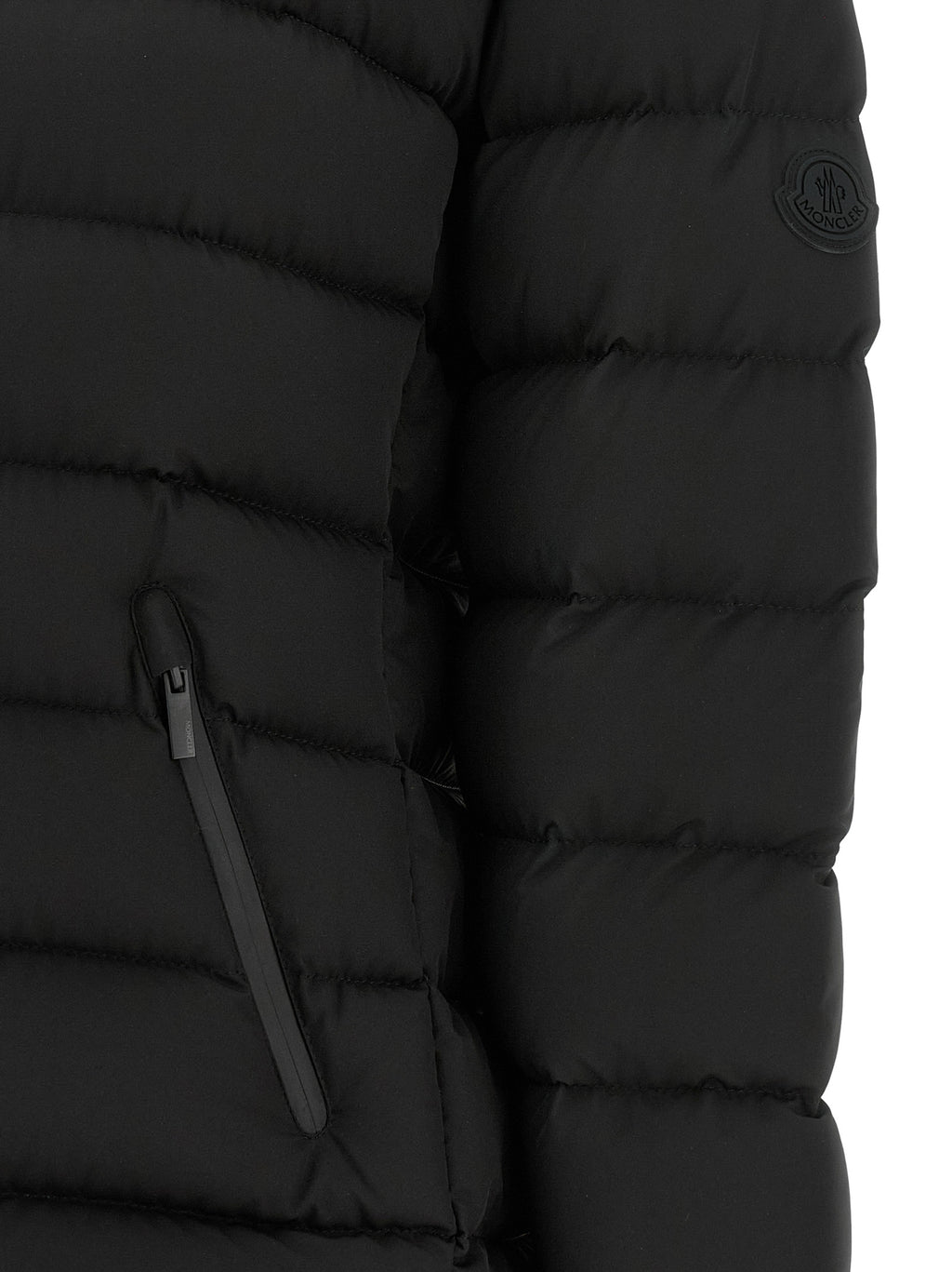 Black Polyester Full-Length Jacket