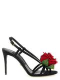 Black Viscose Stiletto Heel Sandals